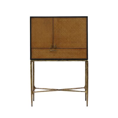 Charisse Cabinet in Espresso and Forged Distressed Brass