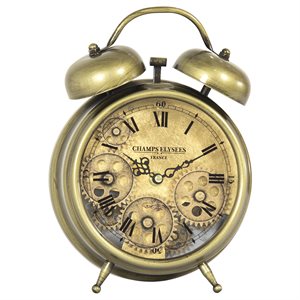 Aged Bronze and Brass Gears Table Clock