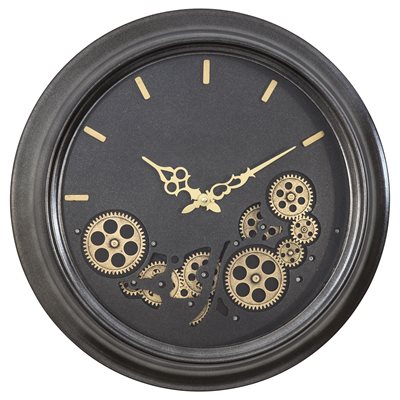 Black Round Gear Clock