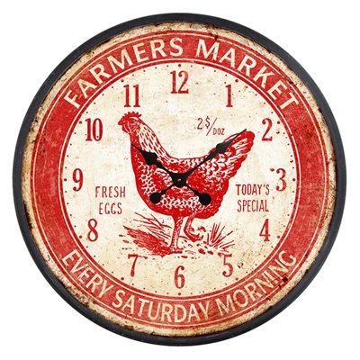 Farmers Market Red Wall Clock