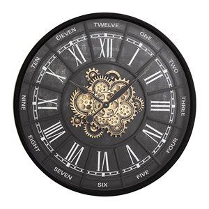 Espirit Black Iron Black Gear Clock