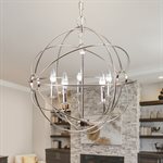 5 Light Orb Chandelier in Satin Nickel